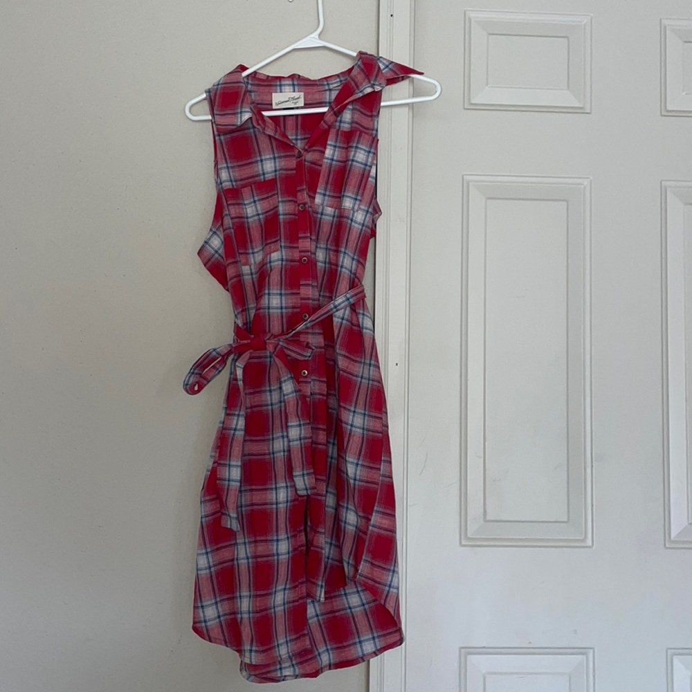 Plaid M Sleeveless Dress with Pockets
